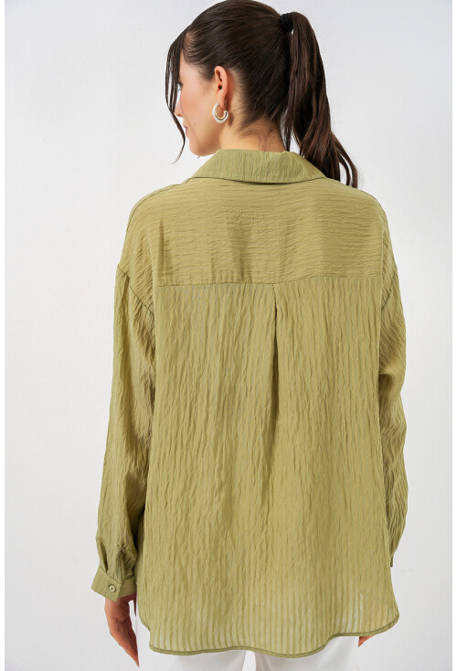 Kadın Uzun Oversize Gömlek 20320