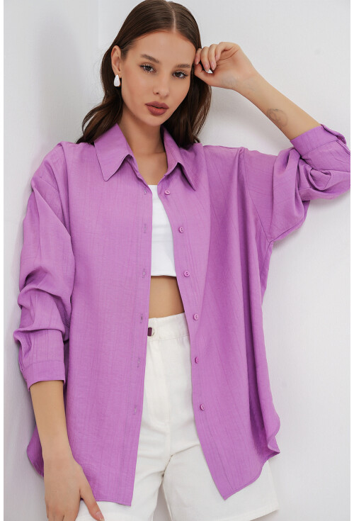 Kadın Uzun Oversize Gömlek 20334