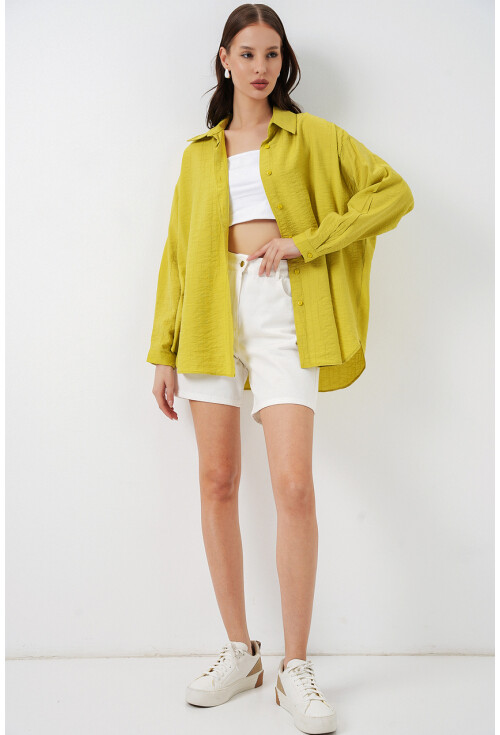 Kadın Uzun Oversize Gömlek 20334