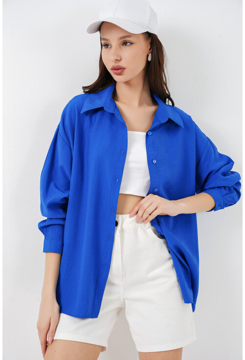 Kadın Uzun Oversize Gömlek 20334