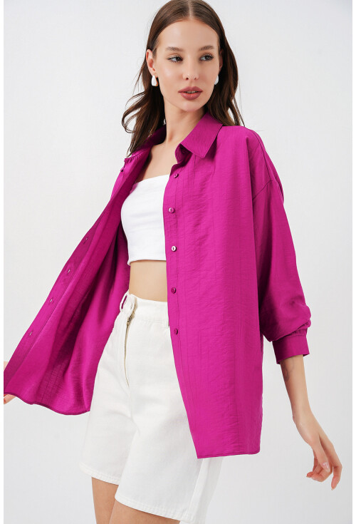 Kadın Uzun Oversize Gömlek 20334