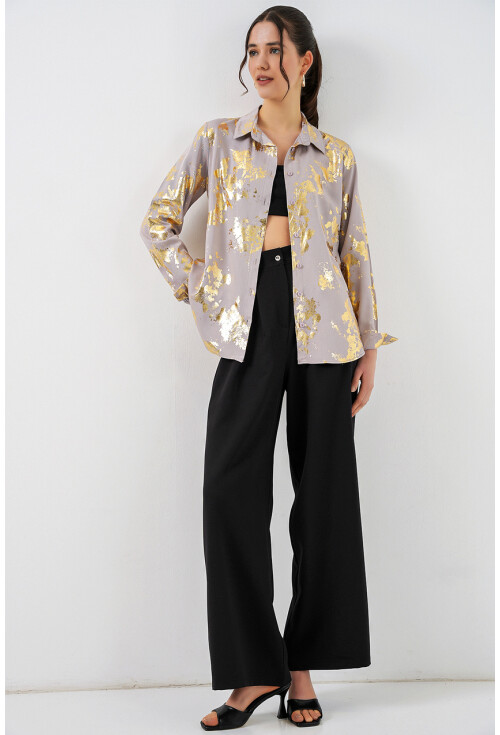 Kadın Varak Desenli Gömlek 20253