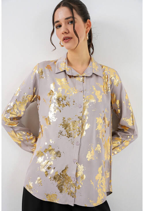 Kadın Varak Desenli Gömlek 20253