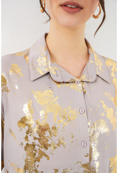 Kadın Varak Desenli Gömlek 20253