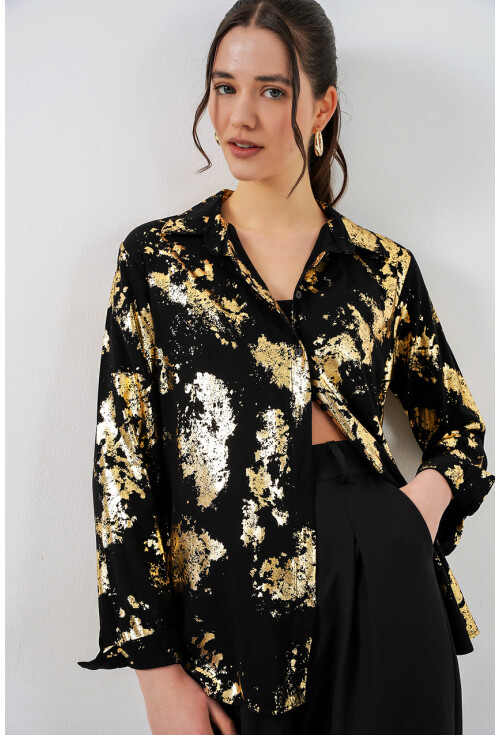 Kadın Varak Desenli Gömlek 20253