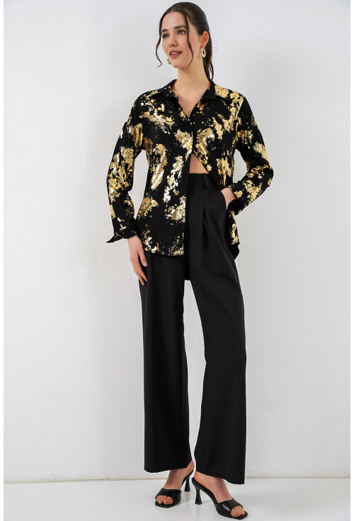 Kadın Varak Desenli Gömlek 20253