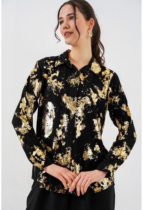 Kadın Varak Desenli Gömlek 20253