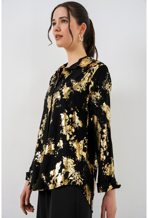 Kadın Varak Desenli Gömlek 20253