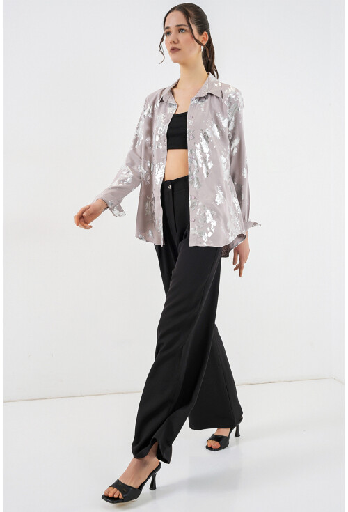 Kadın Varak Desenli Gömlek 20253