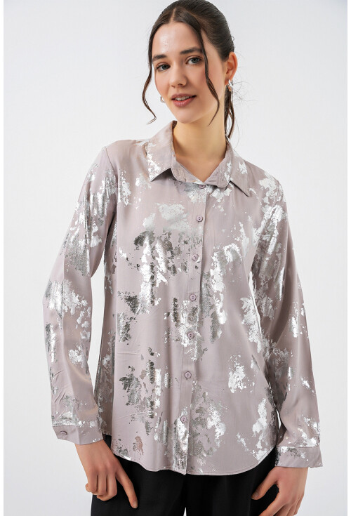 Kadın Varak Desenli Gömlek 20253