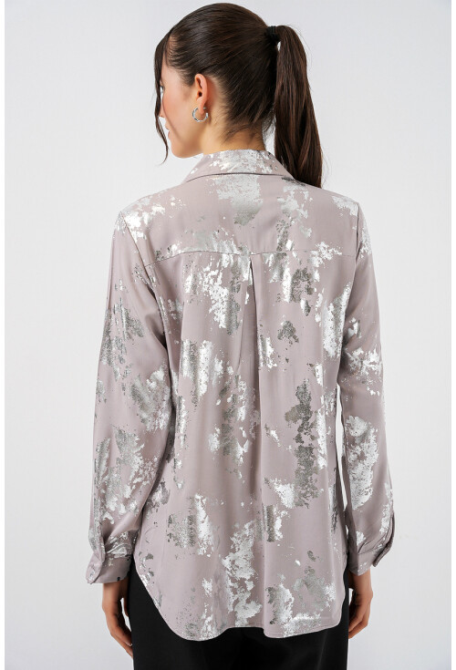 Kadın Varak Desenli Gömlek 20253