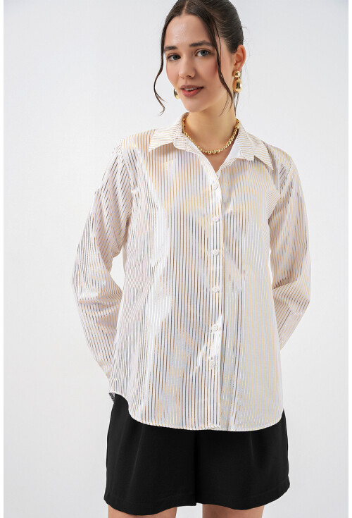 Kadın Varak Desenli Gömlek 20253