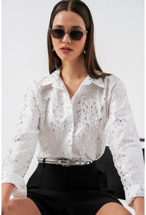 Kadın Varak Desenli Gömlek 20253