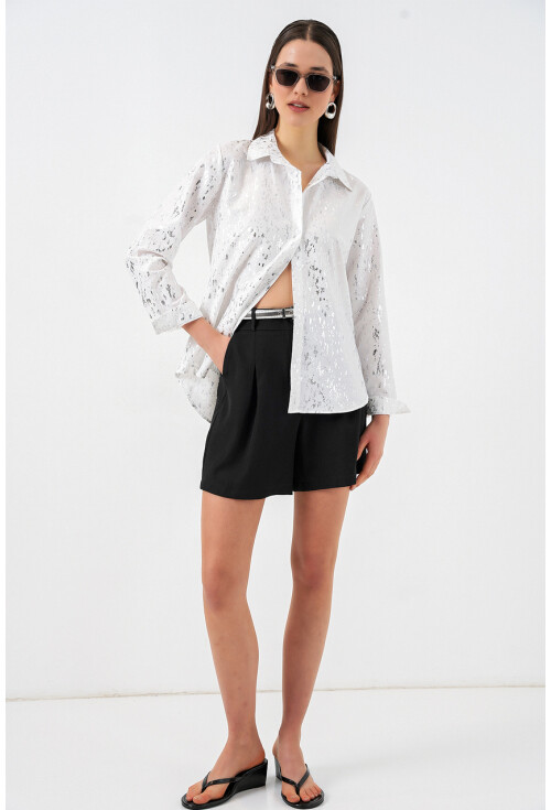 Kadın Varak Desenli Gömlek 20253