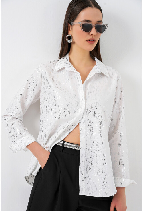 Kadın Varak Desenli Gömlek 20253