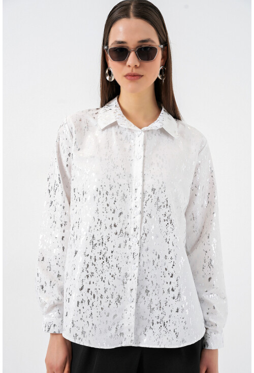 Kadın Varak Desenli Gömlek 20253