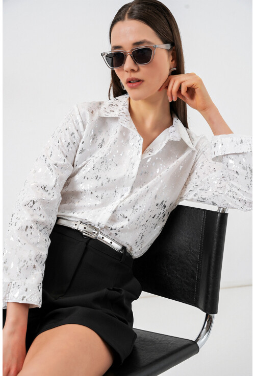 Kadın Varak Desenli Gömlek 20253