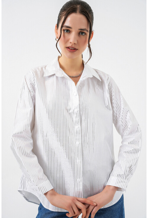 Kadın Varak Desenli Gömlek 20253