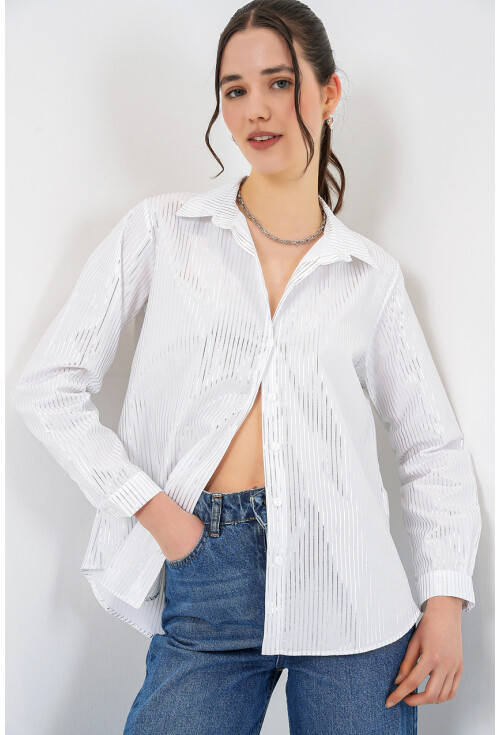 Kadın Varak Desenli Gömlek 20253