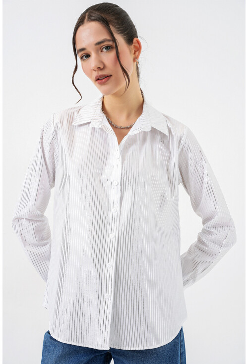 Kadın Varak Desenli Gömlek 20253