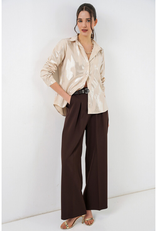 Kadın Varak Desenli Gömlek 20253