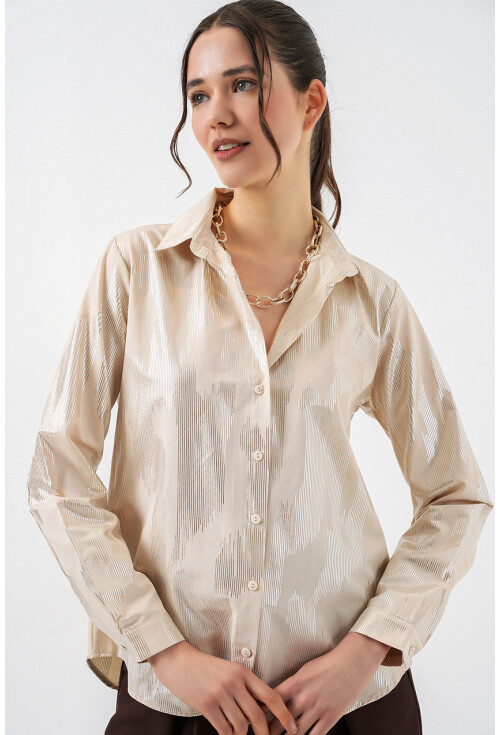 Kadın Varak Desenli Gömlek 20253