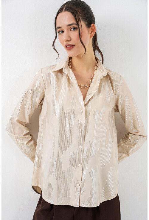 Kadın Varak Desenli Gömlek 20253