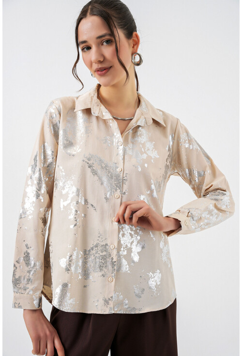 Kadın Varak Desenli Gömlek 20253