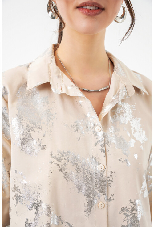 Kadın Varak Desenli Gömlek 20253