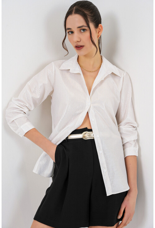 Kadın Varak Desenli Gömlek 20253