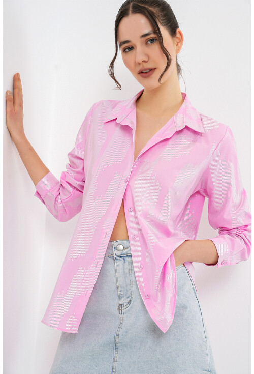 Kadın Varak Desenli Gömlek 20253