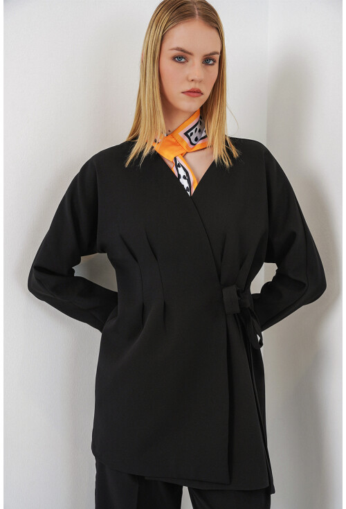 Kadın Yandan Bağlamalı Ceket Pantolon İkili Takım 30099