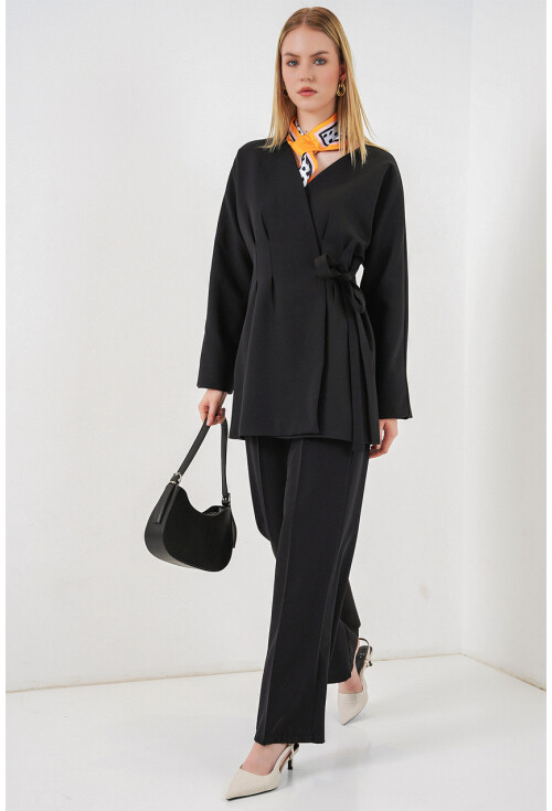 Kadın Yandan Bağlamalı Ceket Pantolon İkili Takım 30099