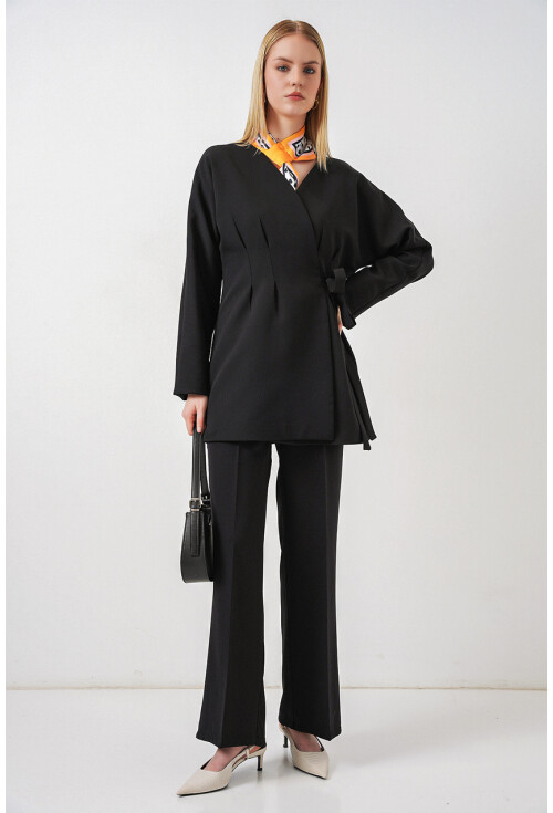Kadın Yandan Bağlamalı Ceket Pantolon İkili Takım 30099