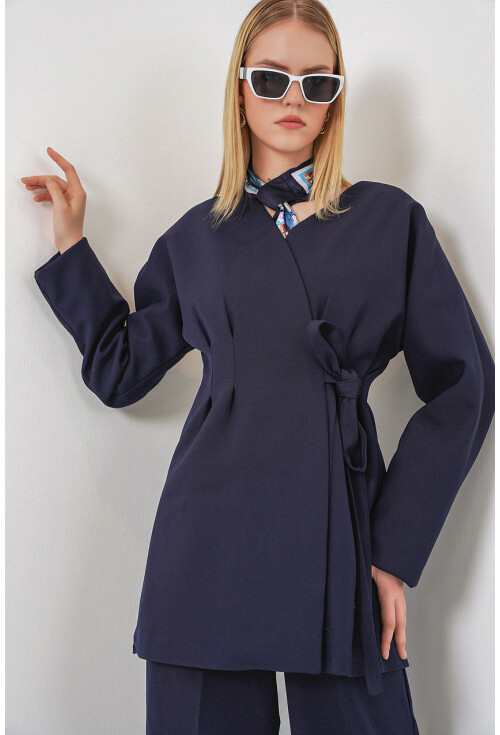 Kadın Yandan Bağlamalı Ceket Pantolon İkili Takım 30099