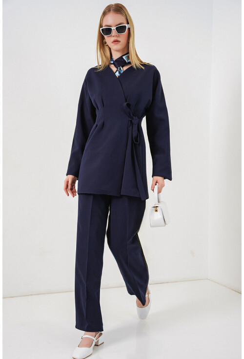 Kadın Yandan Bağlamalı Ceket Pantolon İkili Takım 30099