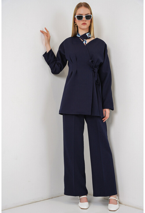 Kadın Yandan Bağlamalı Ceket Pantolon İkili Takım 30099
