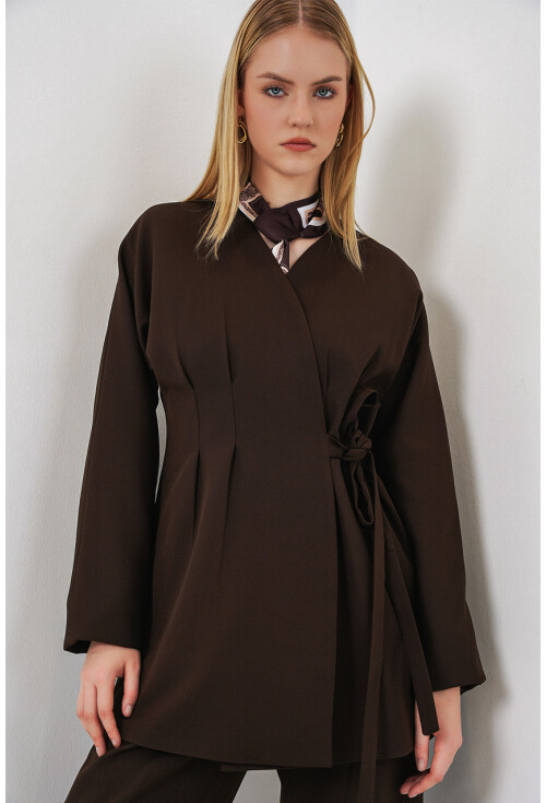 Kadın Yandan Bağlamalı Ceket Pantolon İkili Takım 30099