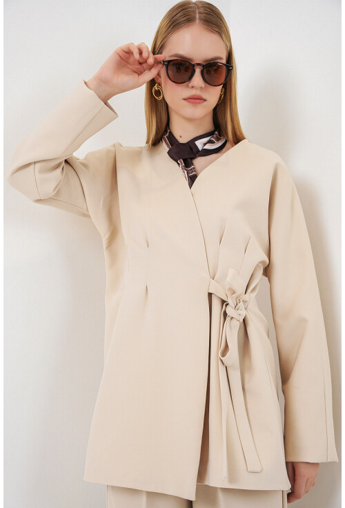 Kadın Yandan Bağlamalı Ceket Pantolon İkili Takım 30099