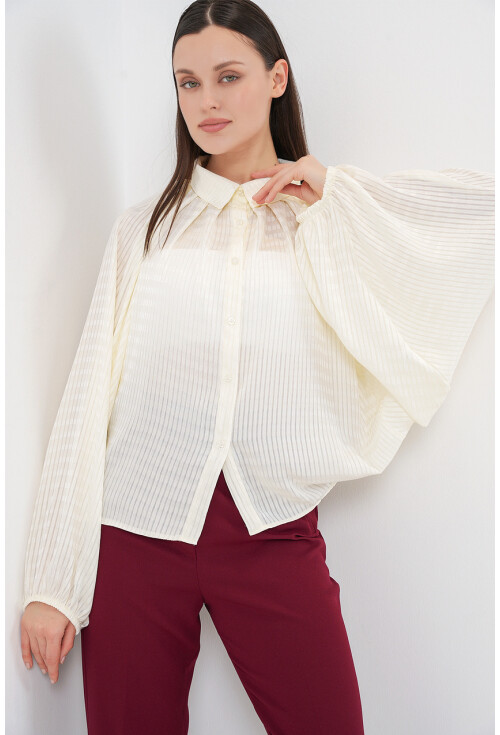 Kadın Yarasa Kol Oversize Gömlek 20368
