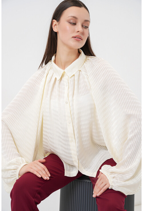 Kadın Yarasa Kol Oversize Gömlek 20368