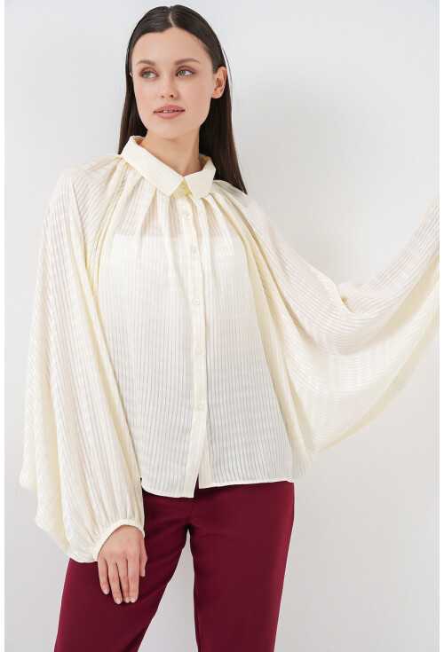 Kadın Yarasa Kol Oversize Gömlek 20368
