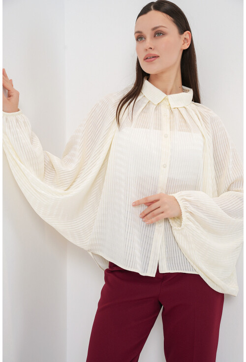 Kadın Yarasa Kol Oversize Gömlek 20368