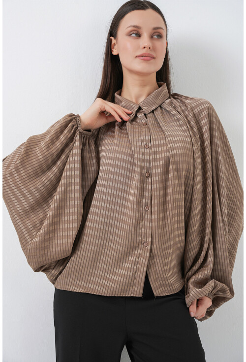 Kadın Yarasa Kol Oversize Gömlek 20368