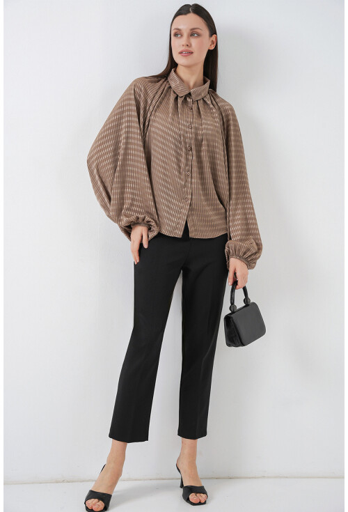 Kadın Yarasa Kol Oversize Gömlek 20368