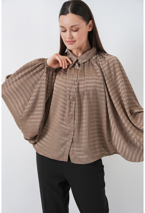 Kadın Yarasa Kol Oversize Gömlek 20368