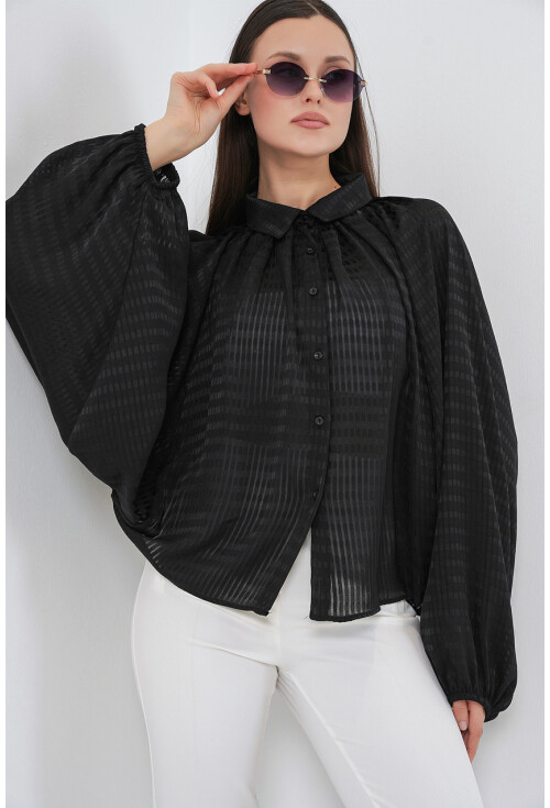 Kadın Yarasa Kol Oversize Gömlek 20368