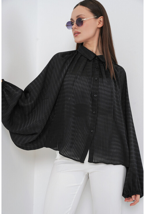 Kadın Yarasa Kol Oversize Gömlek 20368