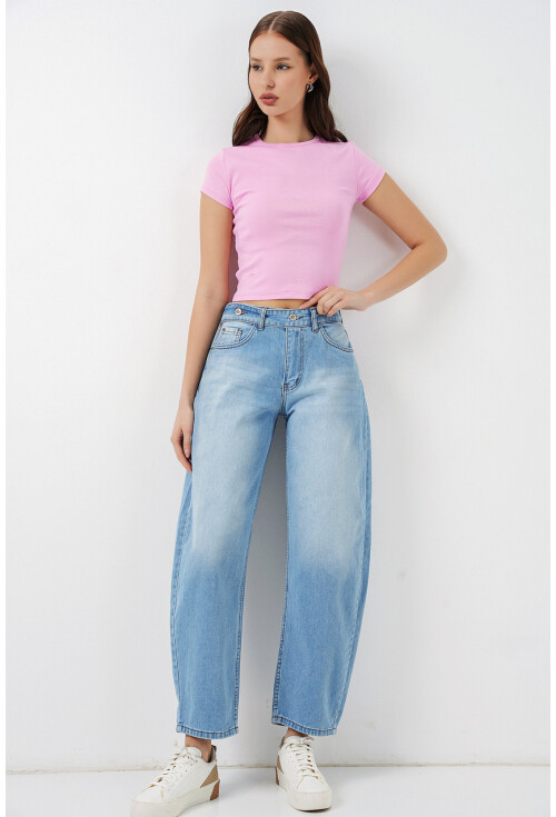 Kadın Yüksek Bel Kot Pantolon 30081