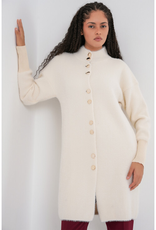 Kadın Yumuşak Dokulu Uzun Triko Hırka 15953